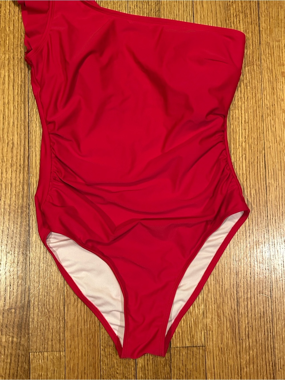 Cupshe Vibrant Red One-Shoulder Ruffle Swimsuit Size Medium - Picture 3 of 10
